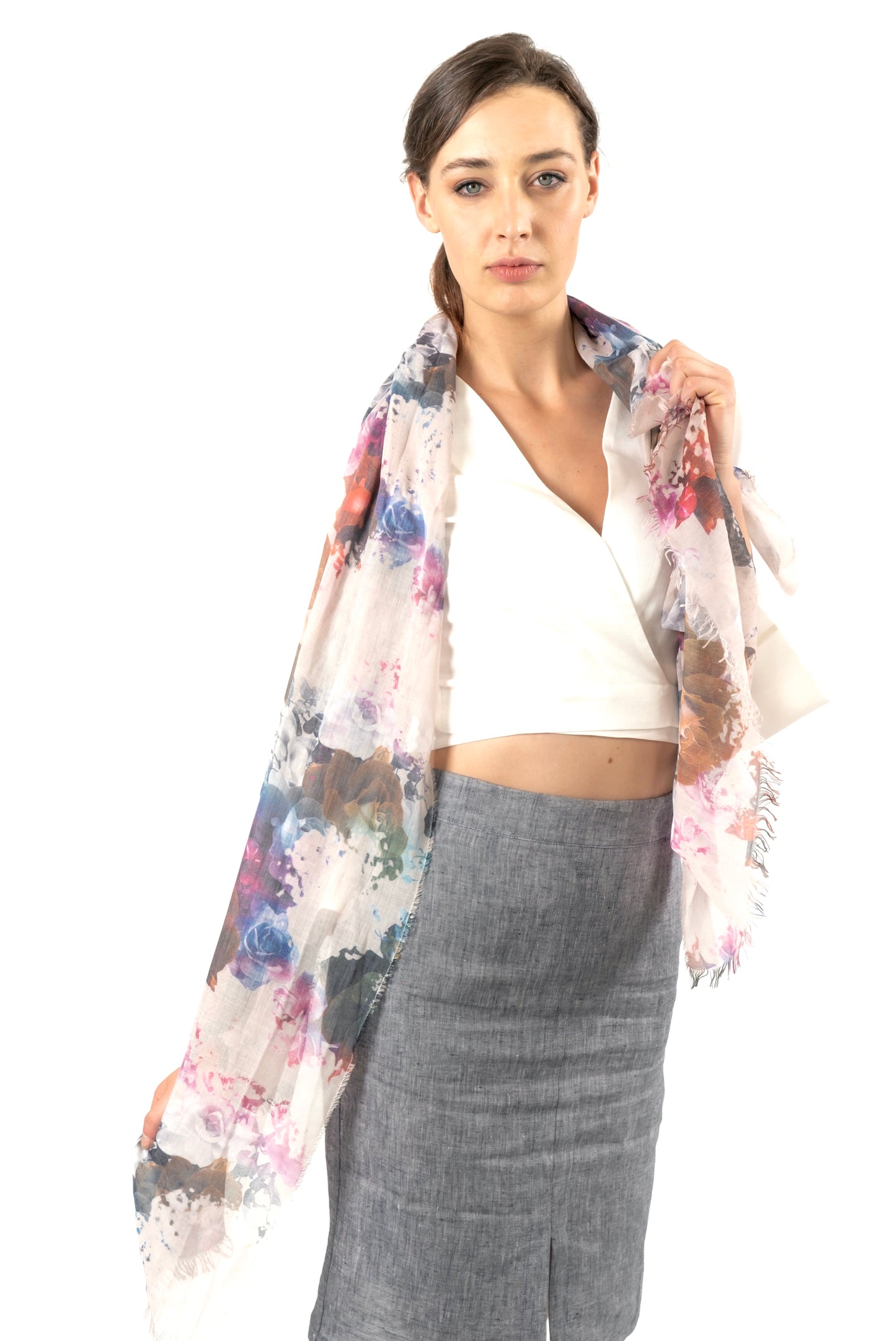 Bamboo Foulard Rosé Flowers