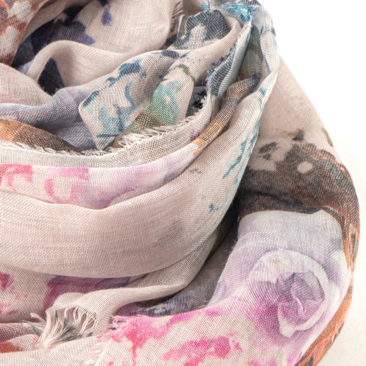 Bamboo Foulard Rosé Flowers
