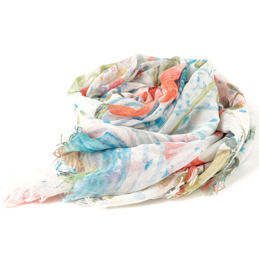 Bamboo Foulard Orange Flowers