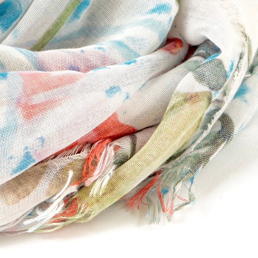 Bamboo Foulard Orange Flowers