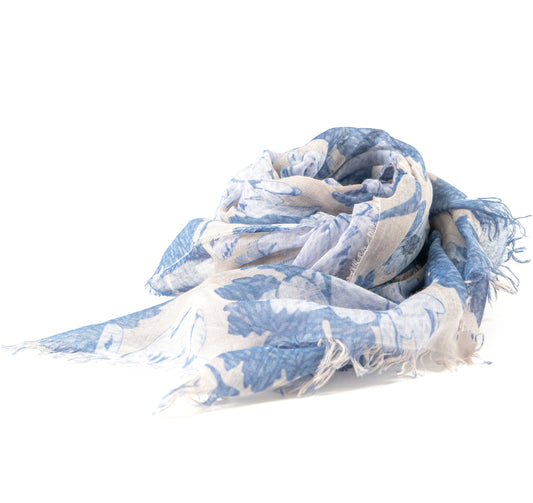 Bamboo Foulard Blue Flowers