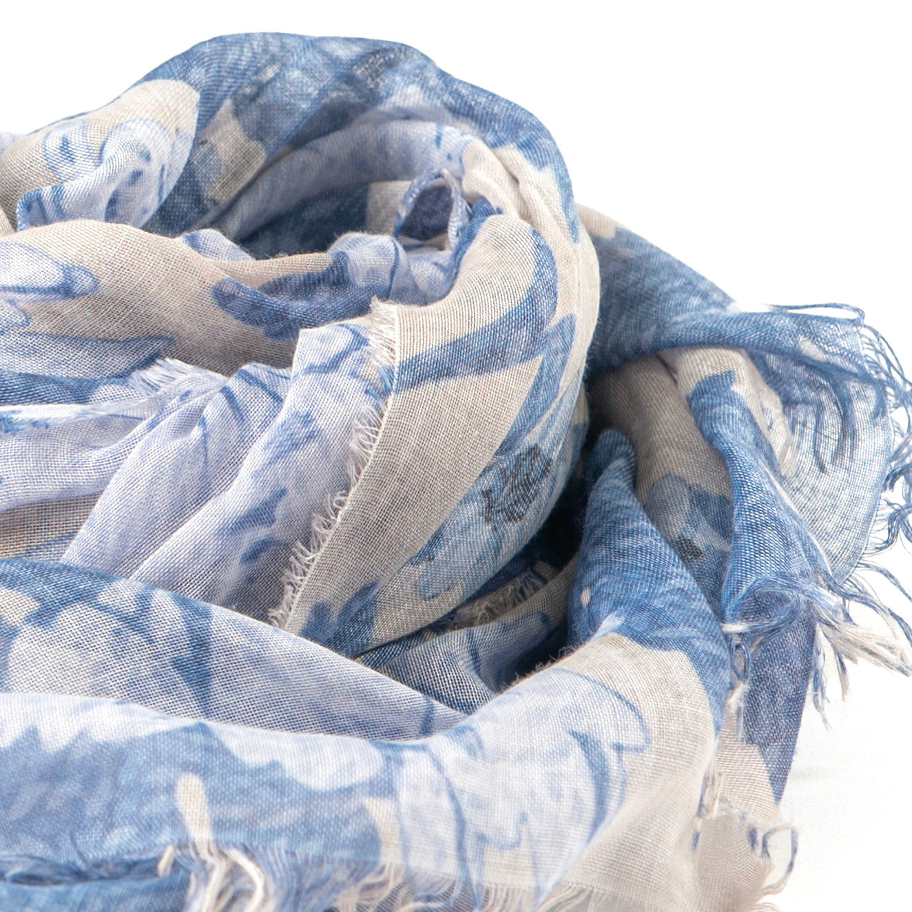 Bamboo Foulard Blue Flowers