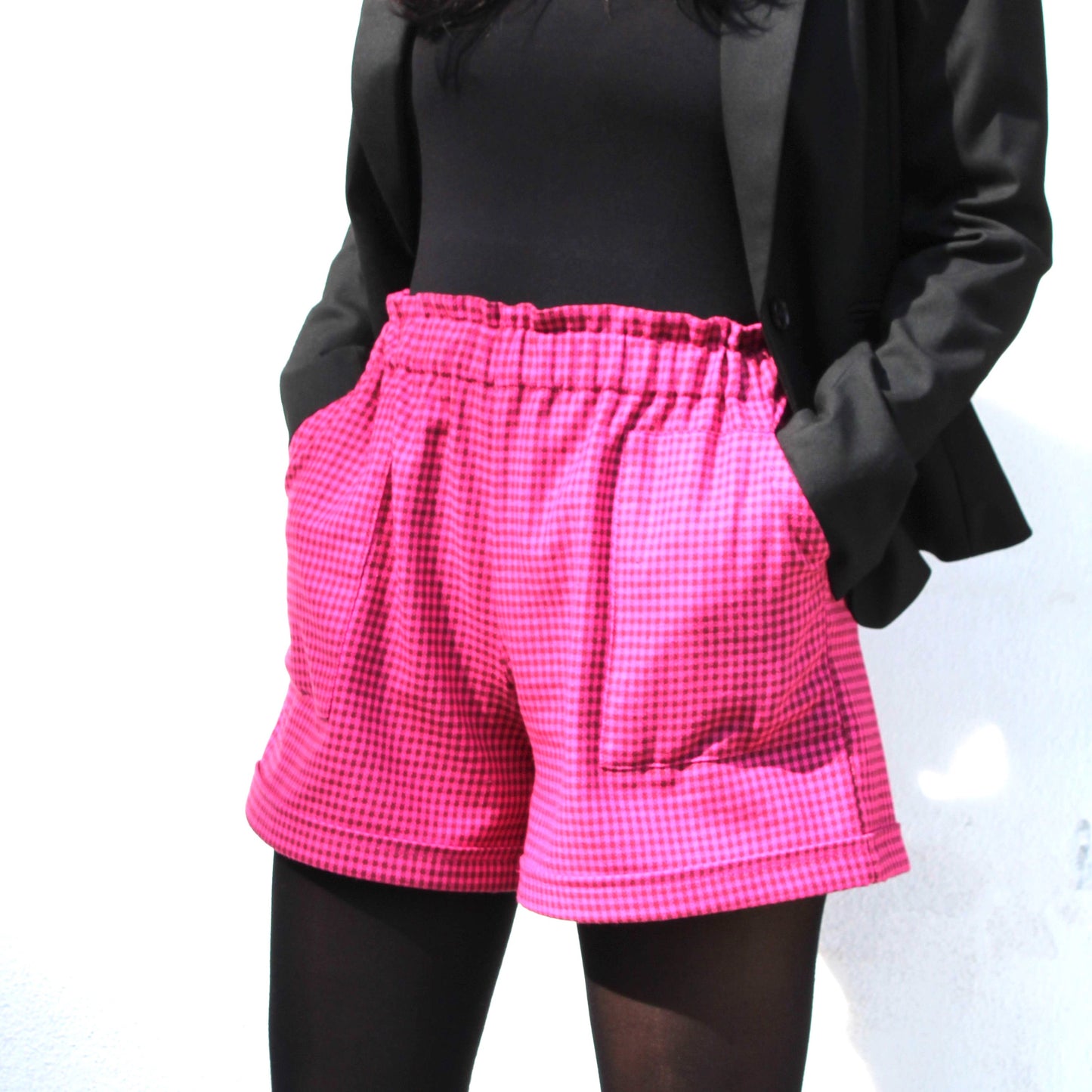 Checkered Fabric Shorts